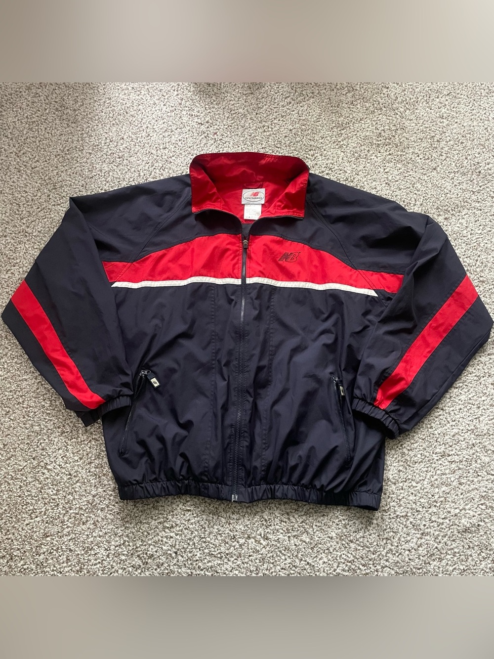 Vintage 90s New Balance Colorblock Windbreaker Jacket - Men's XXL Navy Red